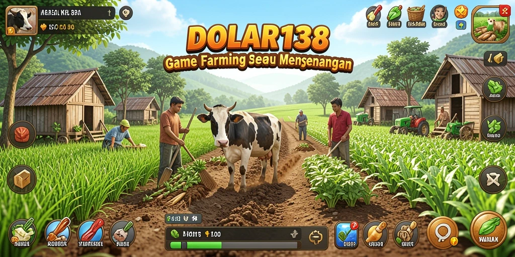 Tampilan gameplay DOLAR138 yang menampilkan ladang penuh warna.
