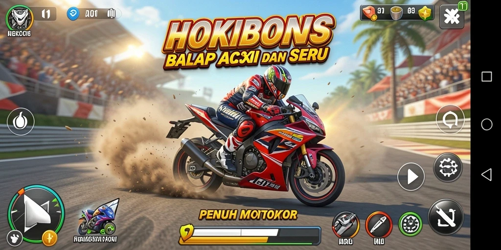 Tampilan seru balapan motor di HOKIBONUS.