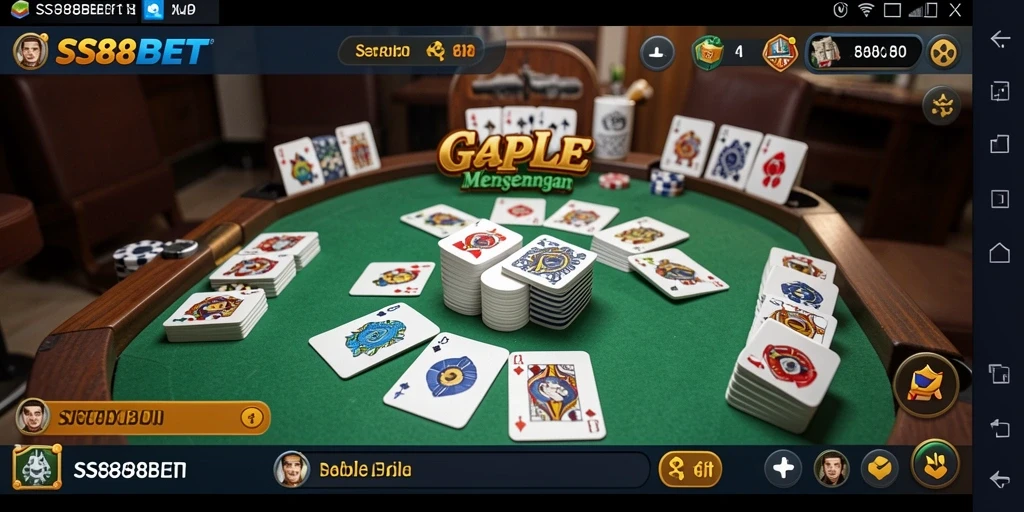Screenshot gameplay SS88BET menampilkan suasana permainan Gaple yang seru.