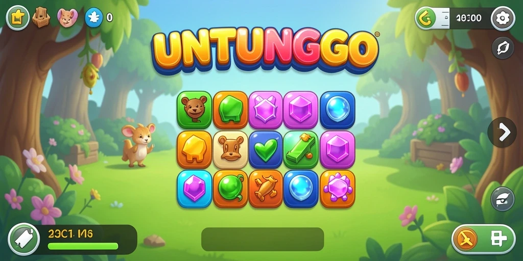 Screenshot gameplay UNTUNGGO menampilkan momen seru mencocokkan objek Match-3.